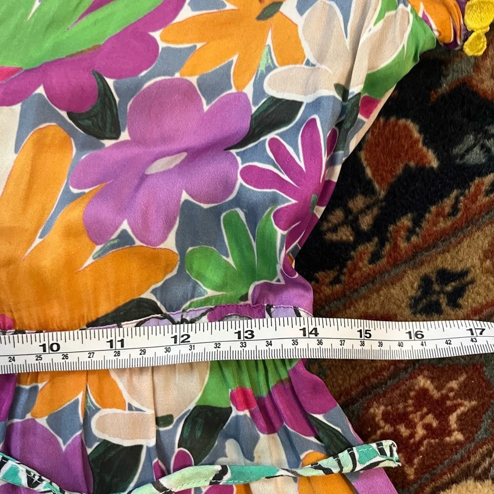 CeliaB Aneeta Dress purple floral midi trim vibrant button down shirt dress S - Picture 8 of 12